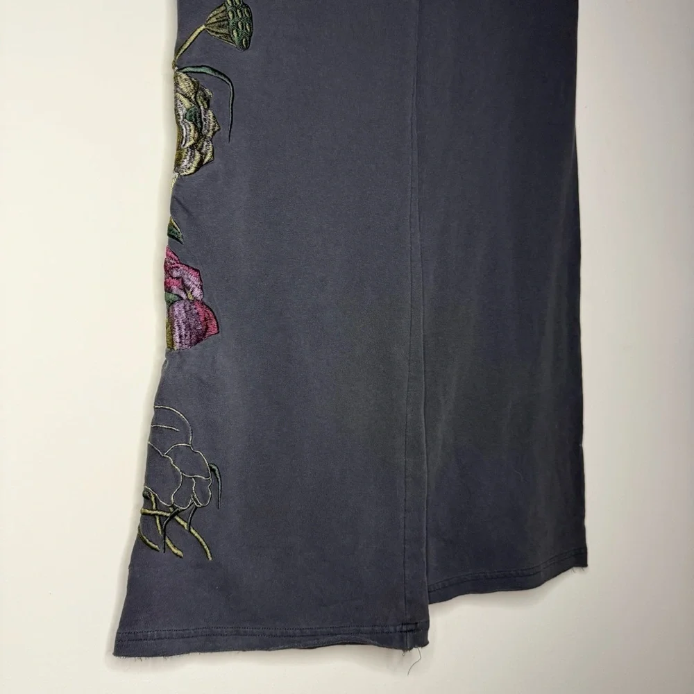 NEW BCBGMAXAZRIA Y2K Embroidered Cotton Flare Leg Foldover Waistband Sweatpants